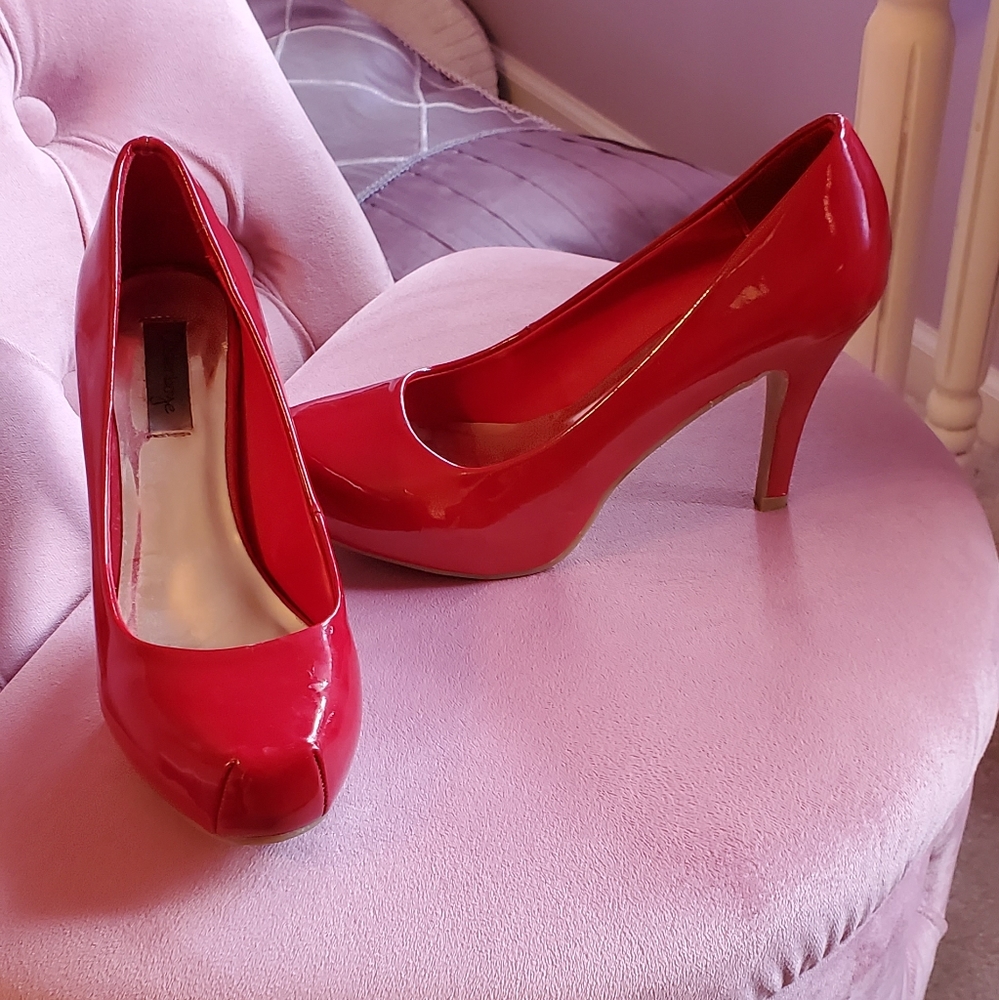 Bright red pumps